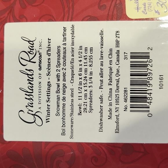 Grasslands Road Winter Settings Snowman Dip Bowl with 2 Spreaders - Picture 11 of 12